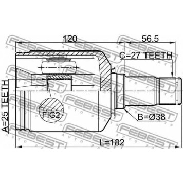 Шарнир приводного вала FEBEST 1611-169CVTLH-1