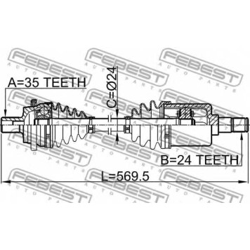 Приводной вал FEBEST 1614-203RH-1