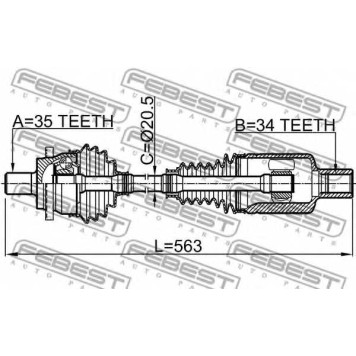 Приводной вал FEBEST 1614-211LH-1