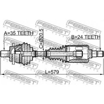 Приводной вал FEBEST 1614-211RH-1