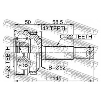 Шарнир приводного вала FEBEST 1810-014A43-1
