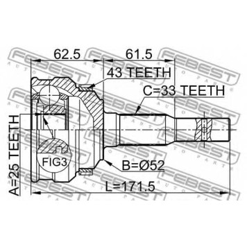 Шарнир приводного вала FEBEST 1810-015A43-1