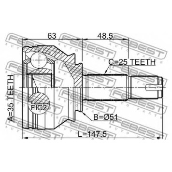 Шарнир приводного вала FEBEST 1810-Z16-1