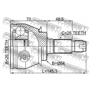 Шарнир приводного вала FEBEST 1910-R58-1