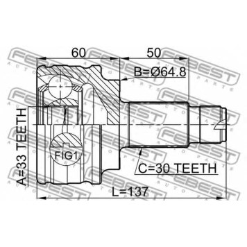 Шарнир приводного вала FEBEST 1910-X3-1