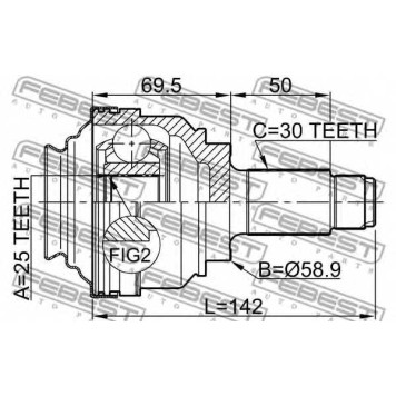 Шарнир приводного вала FEBEST 1910-X5RR-1