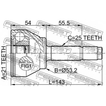 Шарнир приводного вала FEBEST 2110-FUS-1