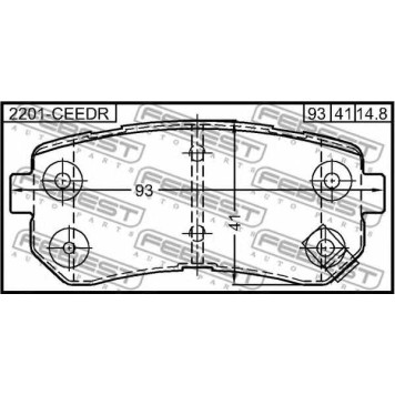 Колодки тормозные дисковые задний для HYUNDAI ELANTRA, i30 CW, i30, ix35 / KIA CEED, PRO CEED, SPORTAGE <b>FEBEST 2201-CEEDR</b>-1