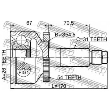 Шарнир приводного вала FEBEST 2210-CARNA54-1
