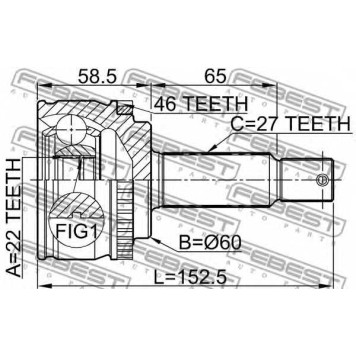 Шарнир приводного вала FEBEST 2210-CDA46-1