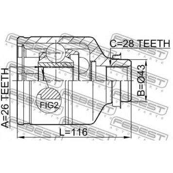 Шарнир приводного вала FEBEST 2211-CARRH-1