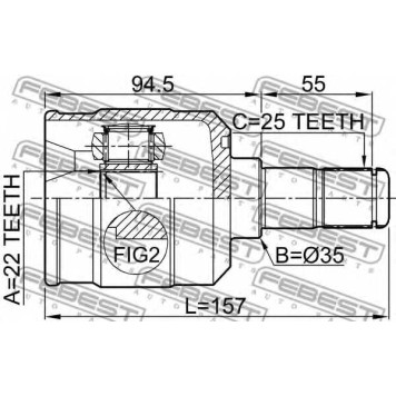 Шарнир приводного вала FEBEST 2211-CERAT-1