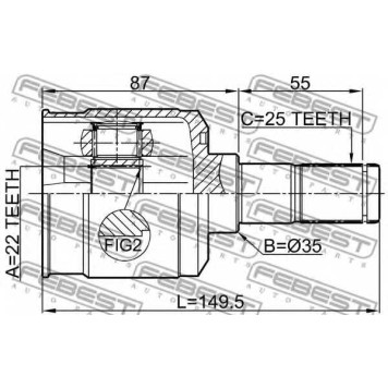 Шарнир приводного вала FEBEST 2211-SORR-1