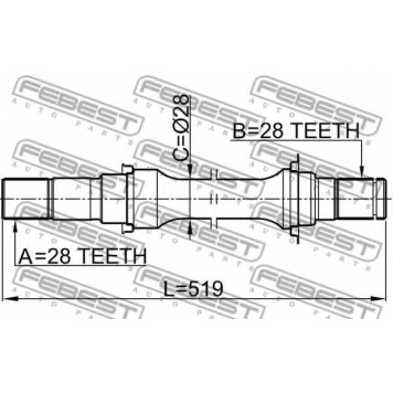 Приводной вал FEBEST 2212-CAR-1