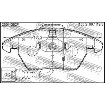 Колодки тормозные дисковые передний для AUDI A1, A3, TT / SKODA FABIA, OCTAVIA, RAPID, ROOMSTER, SUPERB, YETI / VW BEETLE, CADDY, CC, EOS, GOLF, JETTA, PASSAT, POLO, SCIROCCO, TOURAN <b>FEBEST 2301-362F</b>-1