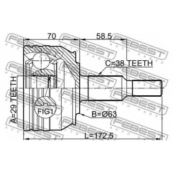 Шарнир приводного вала FEBEST 2310-T5WD-1
