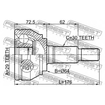 Шарнир приводного вала FEBEST 2310-TOUAR-1
