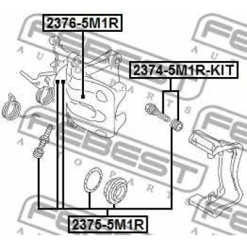 Направляющий болт корпуса скобы тормоза FEBEST 2374-5M1R-KIT-1