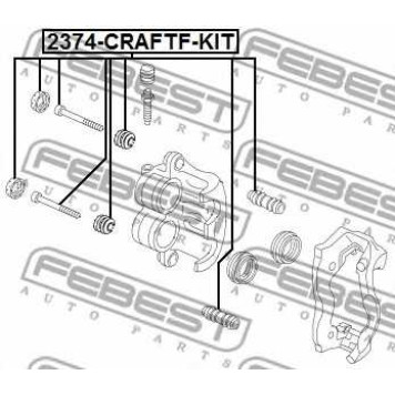 Направляющий болт корпуса скобы тормоза FEBEST 2374-CRAFTF-KIT-1
