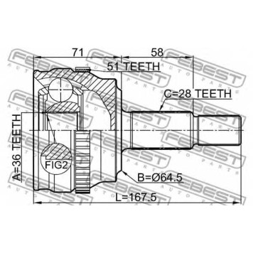 Шарнир приводного вала FEBEST 2410-MASTA51-1