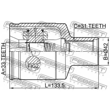 Шарнир приводного вала FEBEST 2411-DUSTAWDRH-1