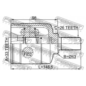 Шарнир приводного вала FEBEST 2411-DUSTLH-1