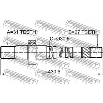 Приводной вал FEBEST 2412-DUSTAWD-1