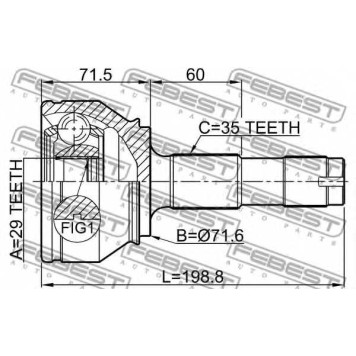 Шарнир приводного вала FEBEST 2510-BOX3-1