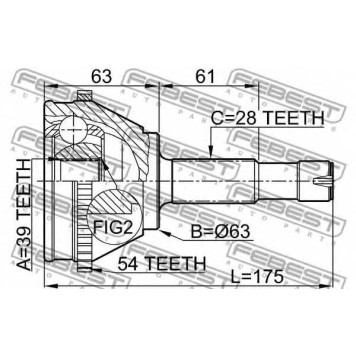 Шарнир приводного вала FEBEST 2510-BOXA54-1