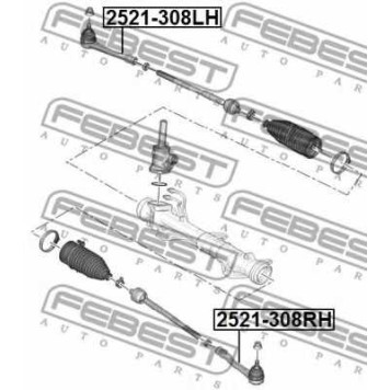 Наконечник поперечной рулевой тяги FEBEST 2521-308LH-1