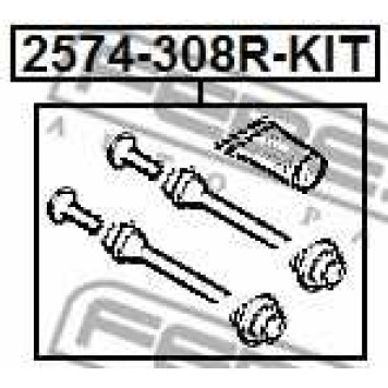 Направляющий болт корпуса скобы тормоза FEBEST 2574-308R-KIT-1