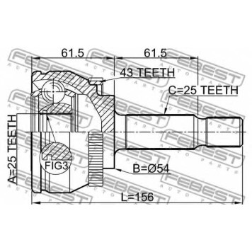 Шарнир приводного вала FEBEST 2710-V40A43-1