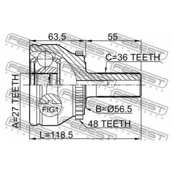 Шарнир приводного вала FEBEST 2710-XC90-1