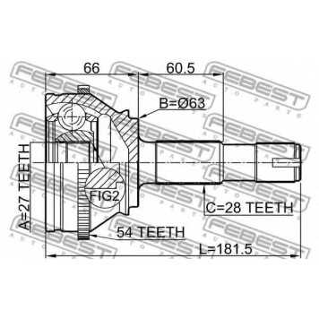Шарнир приводного вала FEBEST 2810-DUCA54-1