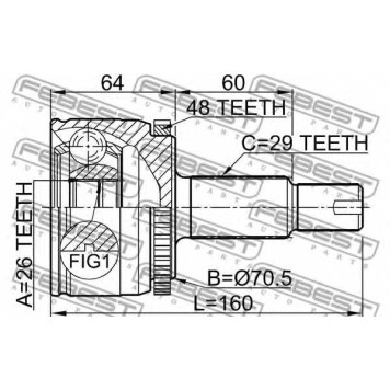 Шарнир приводного вала FEBEST 2910-DIVF-1