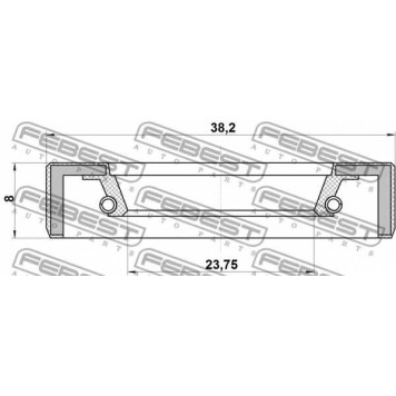 Уплотнительное кольцо приводного вала FEBEST 95FBY-26380808X-1