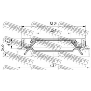 Уплотнительное кольцо приводного вала FEBEST 95HBS-35560916X-1