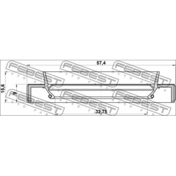 Уплотнительное кольцо приводного вала FEBEST 95HBY-34570916L-1