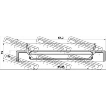 Уплотнительное кольцо приводного вала FEBEST 95HBY-35540916R-1