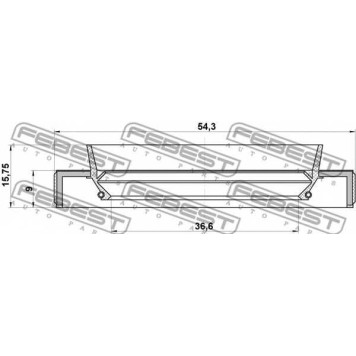 Уплотнительное кольцо приводного вала FEBEST 95HBY-38540916R-1