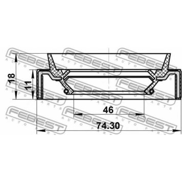 Уплотнительное кольцо приводного вала FEBEST 95JAS-48741118R-1