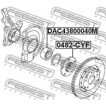 Подшипник ступицы колеса FEBEST DAC43800040M-1