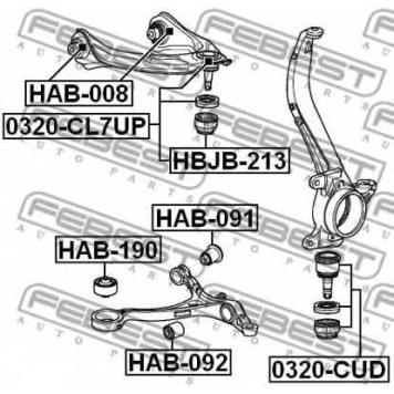 Подвеска рычага независимой подвески колеса FEBEST HAB-190-1