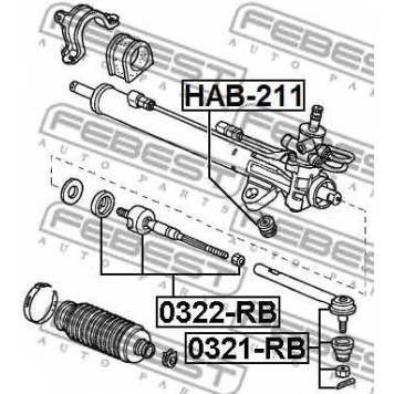 Подвеска рулевого управления FEBEST HAB-211-1