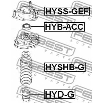 Амортизатор передний для HYUNDAI GETZ(TB), i10(PA), i20 Coupe, i20(GB,PB,PBT) <b>FEBEST HYD-G</b>-1