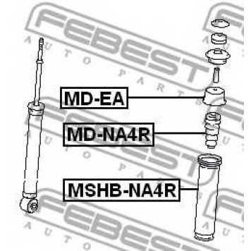 Амортизатор задний для MITSUBISHI GRANDIS(NA#W), SPACE RUNNER(N6#W), SPACE(N8#W,N9#W) <b>FEBEST MD-NA4R</b>-1