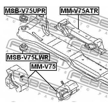 Втулка балки моста FEBEST MSB-V75UPR-1