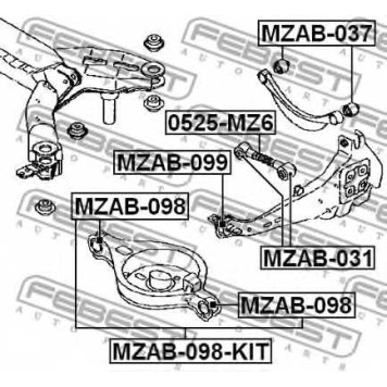 Подвеска рычага независимой подвески колеса FEBEST MZAB-098-KIT-1