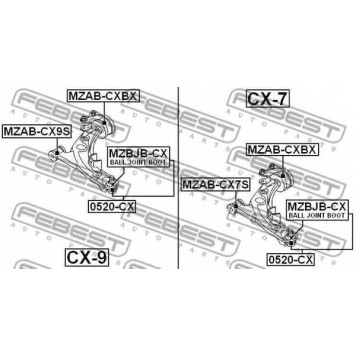 Подвеска рычага независимой подвески колеса FEBEST MZAB-CXBX-1