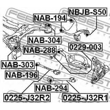 Втулка балки моста FEBEST NAB-304-1